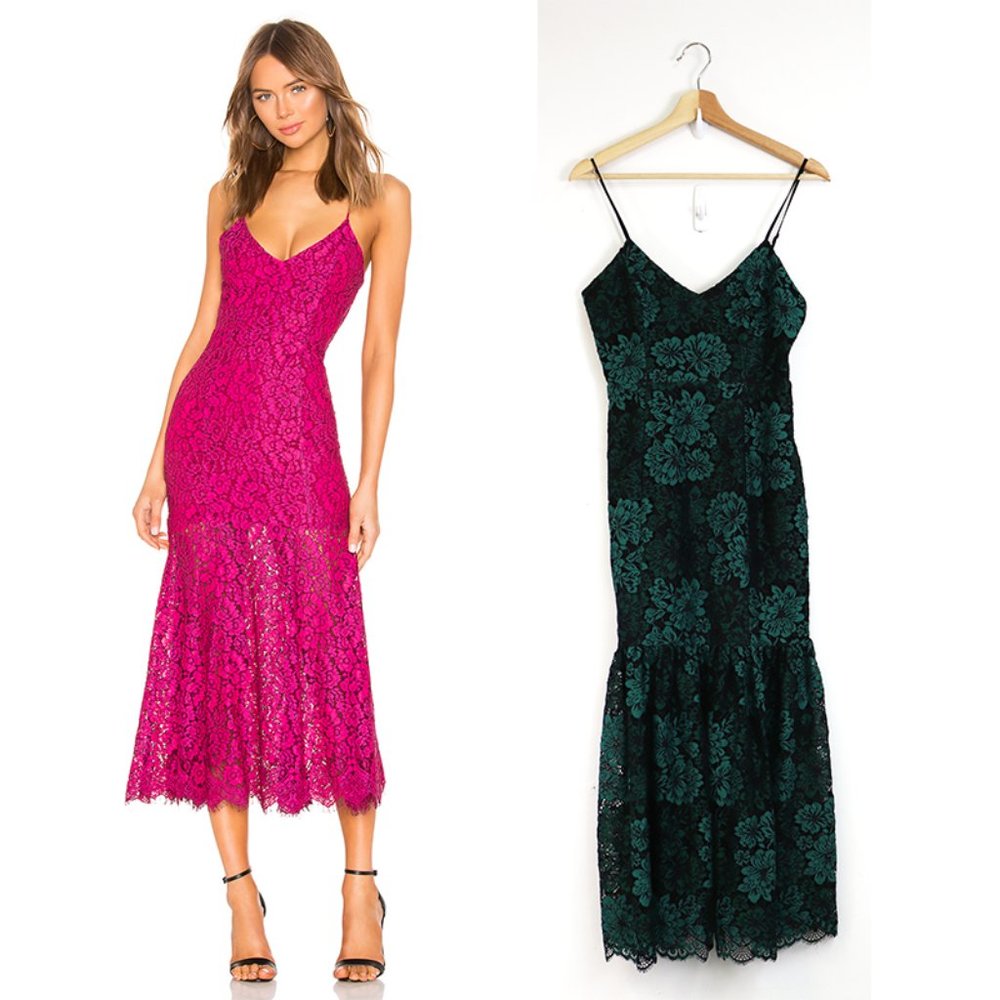 NBD Brielle Floral Embroidered Strappy Midi Dress